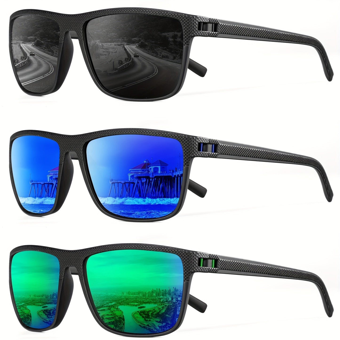 Sunglasses for Men - Polarized 3 Pack for Women Classic Square Sport Lightweight UV400 - product detail view 37