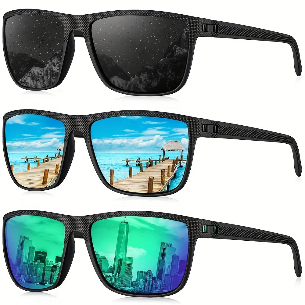 Sunglasses for Men - Polarized 3 Pack for Women Classic Square Sport Lightweight UV400 - product detail view 45