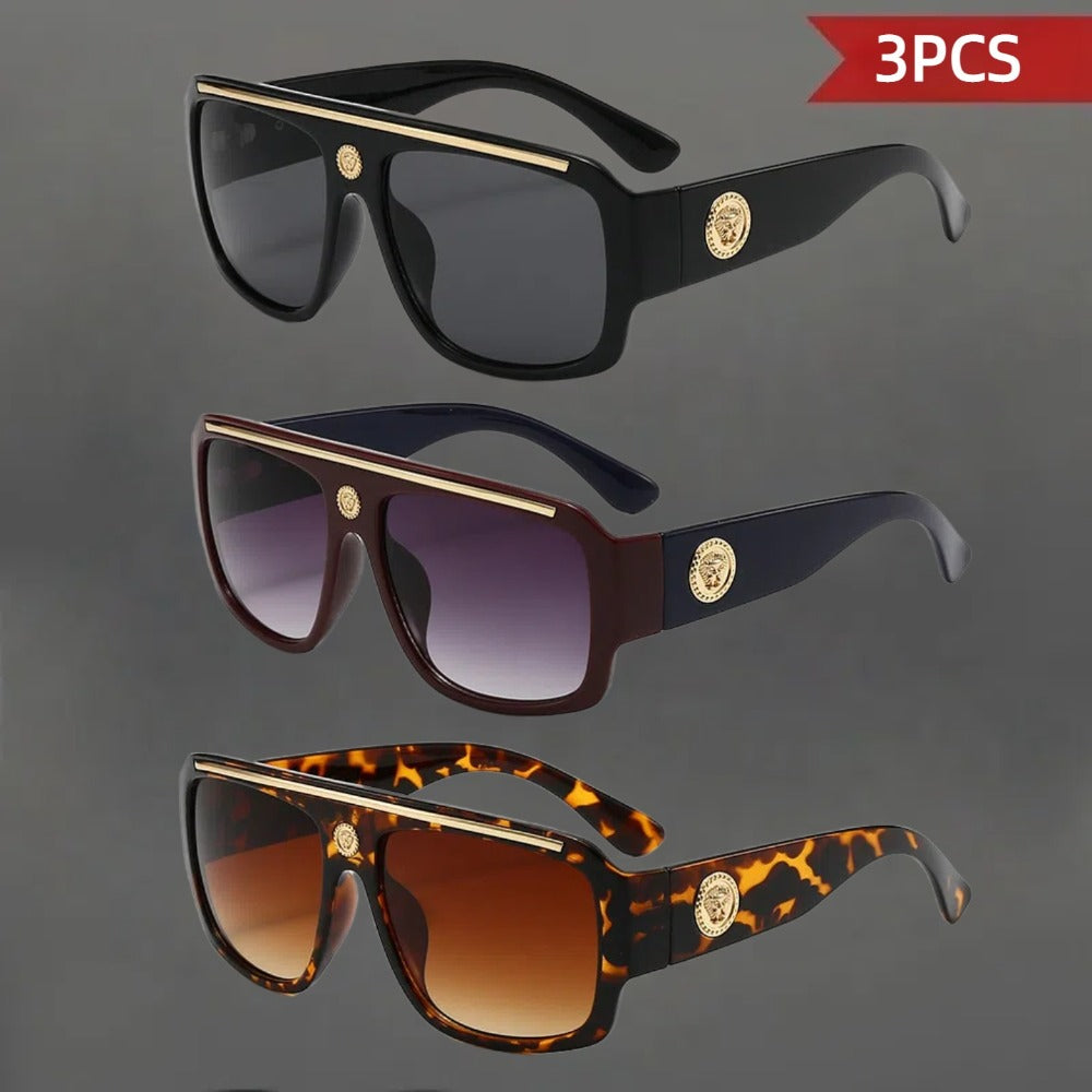 Sunglasses for Men - Polarized 3 Pack Retro Vintage UV400 Lightweight Frame Unisex Shades for - product detail view 3
