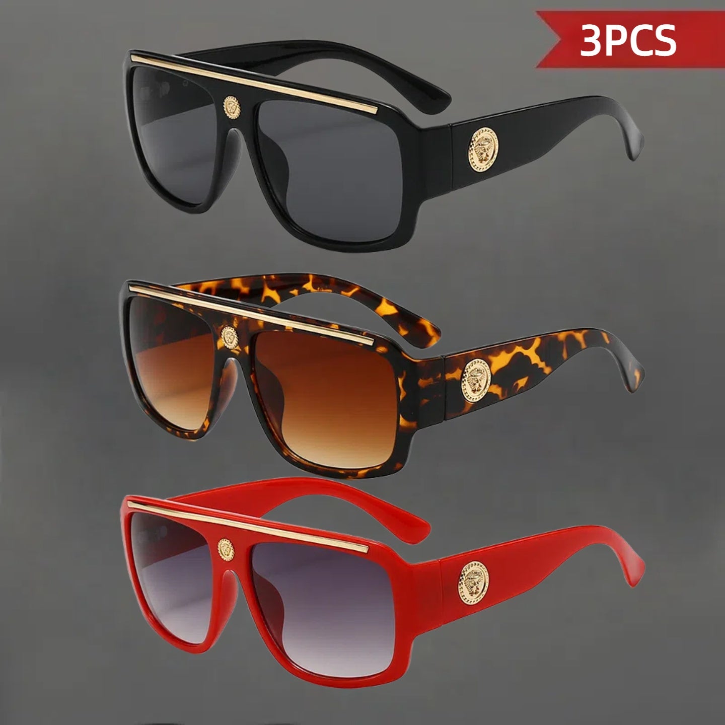 Sunglasses for Men - Polarized 3 Pack Retro Vintage UV400 Lightweight Frame Unisex Shades for - product detail view 23