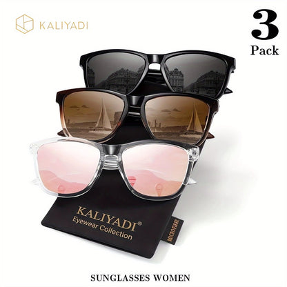 Sunglasses for Women - Polarized for 3 Pack Trendy Gradient Fashion Shades UV Protection - Ice - main product view