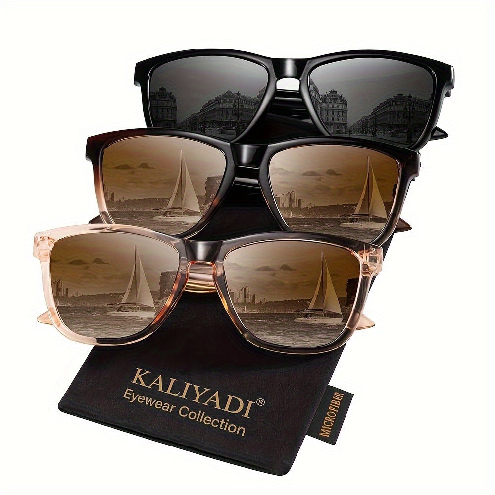 Sunglasses for Women - Polarized for 3 Pack Trendy Gradient Fashion Shades UV Protection - Ice - product detail view 7
