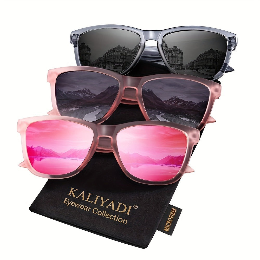Sunglasses for Women - Polarized for 3 Pack Trendy Gradient Fashion Shades UV Protection - Ice - product detail view 9