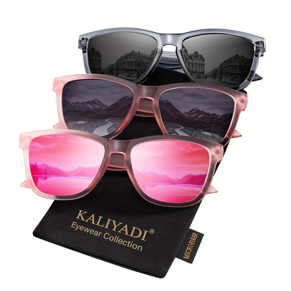 Sunglasses for Women - Polarized for 3 Pack Trendy Gradient Fashion Shades UV Protection - Ice - product detail view 9