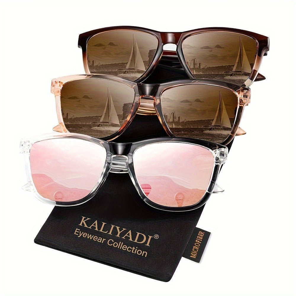 Sunglasses for Women - Polarized for 3 Pack Trendy Gradient Fashion Shades UV Protection - Ice - product detail view 11
