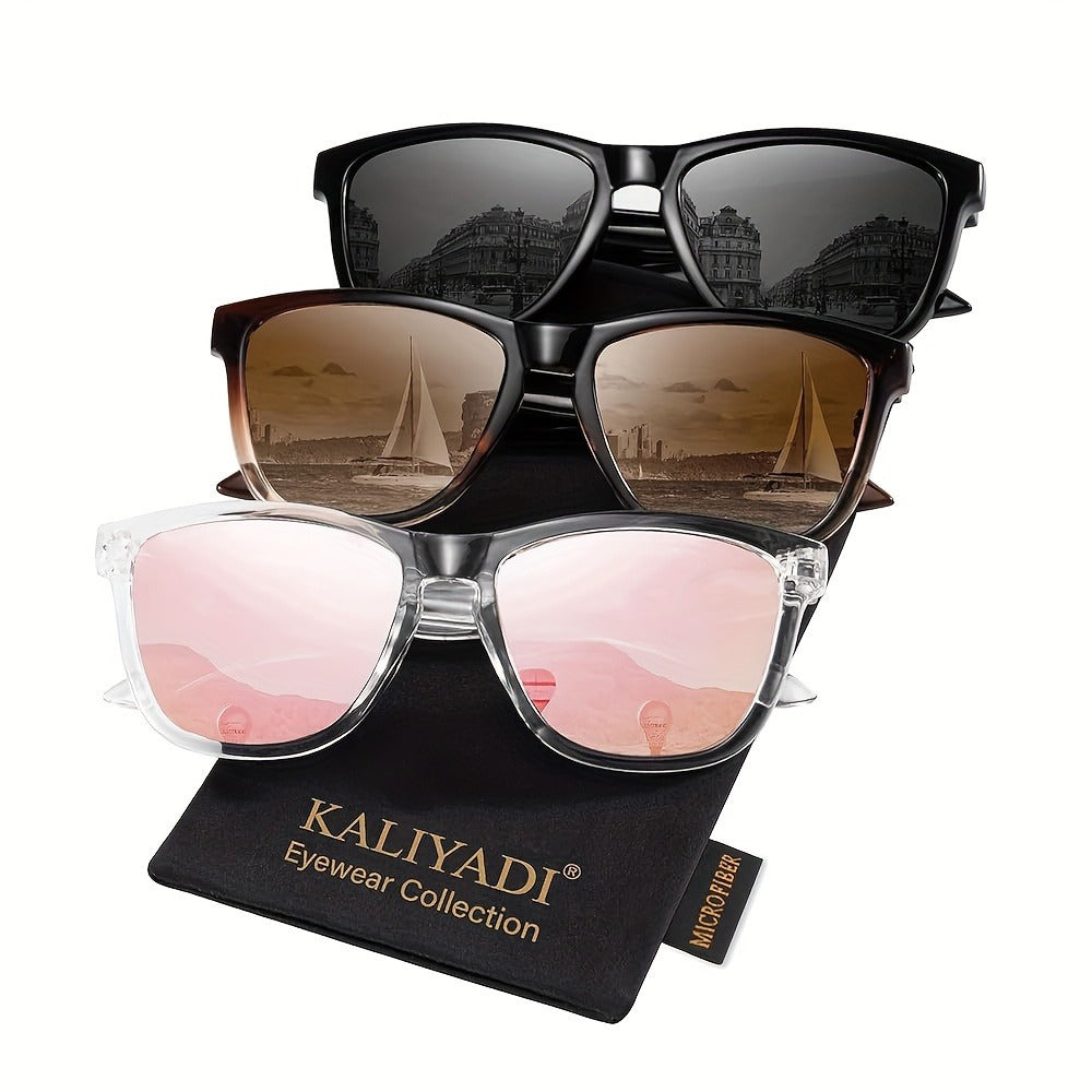 Sunglasses for Women - Polarized for 3 Pack Trendy Gradient Fashion Shades UV Protection - Ice - product detail view 15