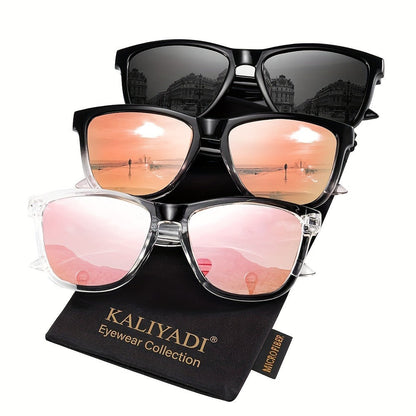 Sunglasses for Women - Polarized for 3 Pack Trendy Gradient Fashion Shades UV Protection - Ice - product detail view 20
