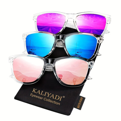 Sunglasses for Women - Polarized for 3 Pack Trendy Gradient Fashion Shades UV Protection - Ice - product detail view 32