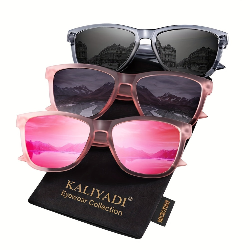 Sunglasses for Women - Polarized for 3 Pack Trendy Gradient Fashion Shades UV Protection - Ice - product detail view 35