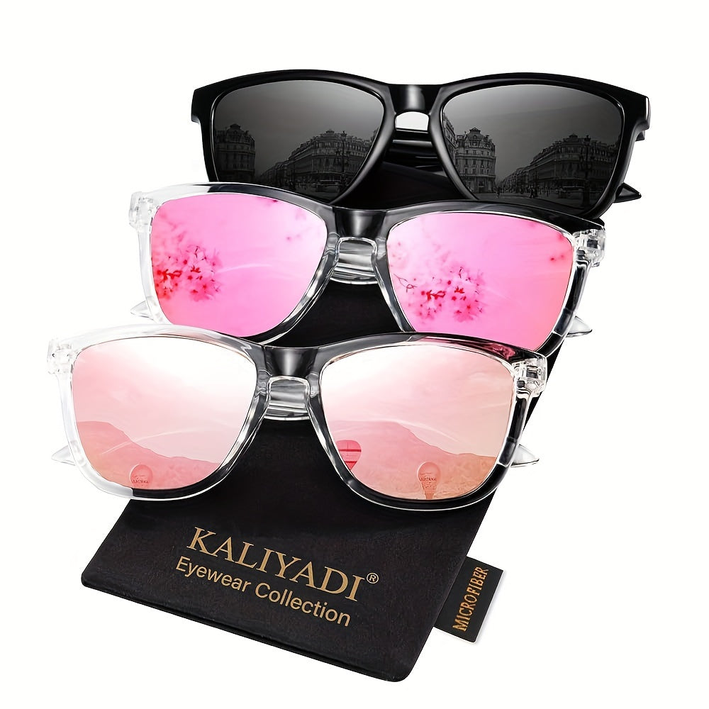 Sunglasses for Women - Polarized for 3 Pack Trendy Gradient Fashion Shades UV Protection - Ice - product detail view 37