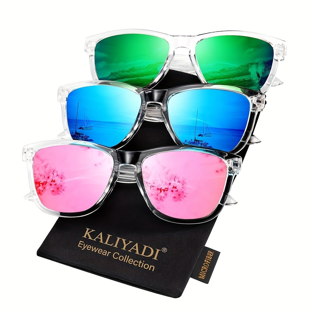 Sunglasses for Women - Polarized for 3 Pack Trendy Gradient Fashion Shades UV Protection - Ice - product detail view 40