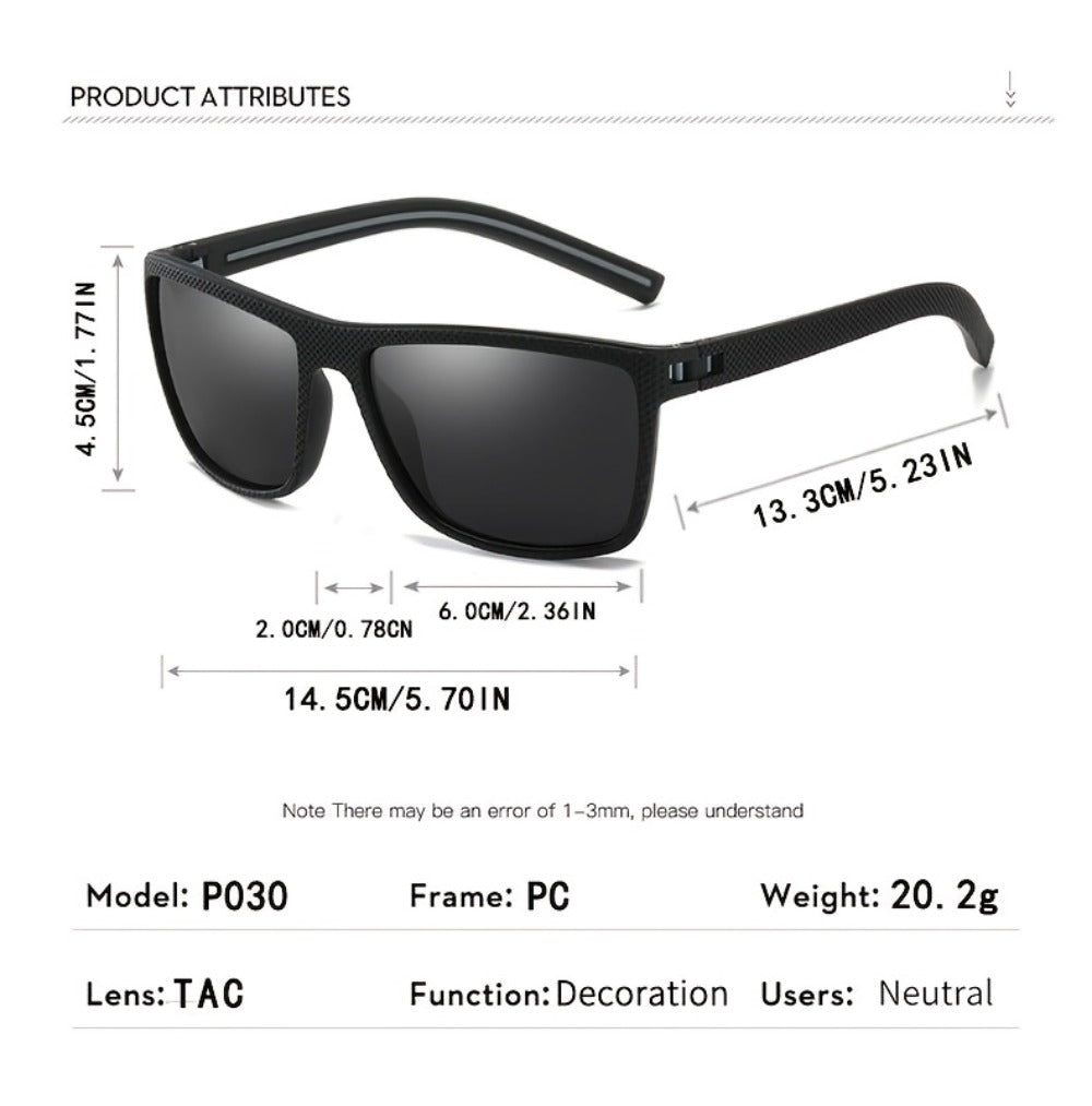 Sunglasses for Men - Polarized 5 Pack - Square Frame TAC Color Coated Lenses Anti-Glare UV - product detail view 11