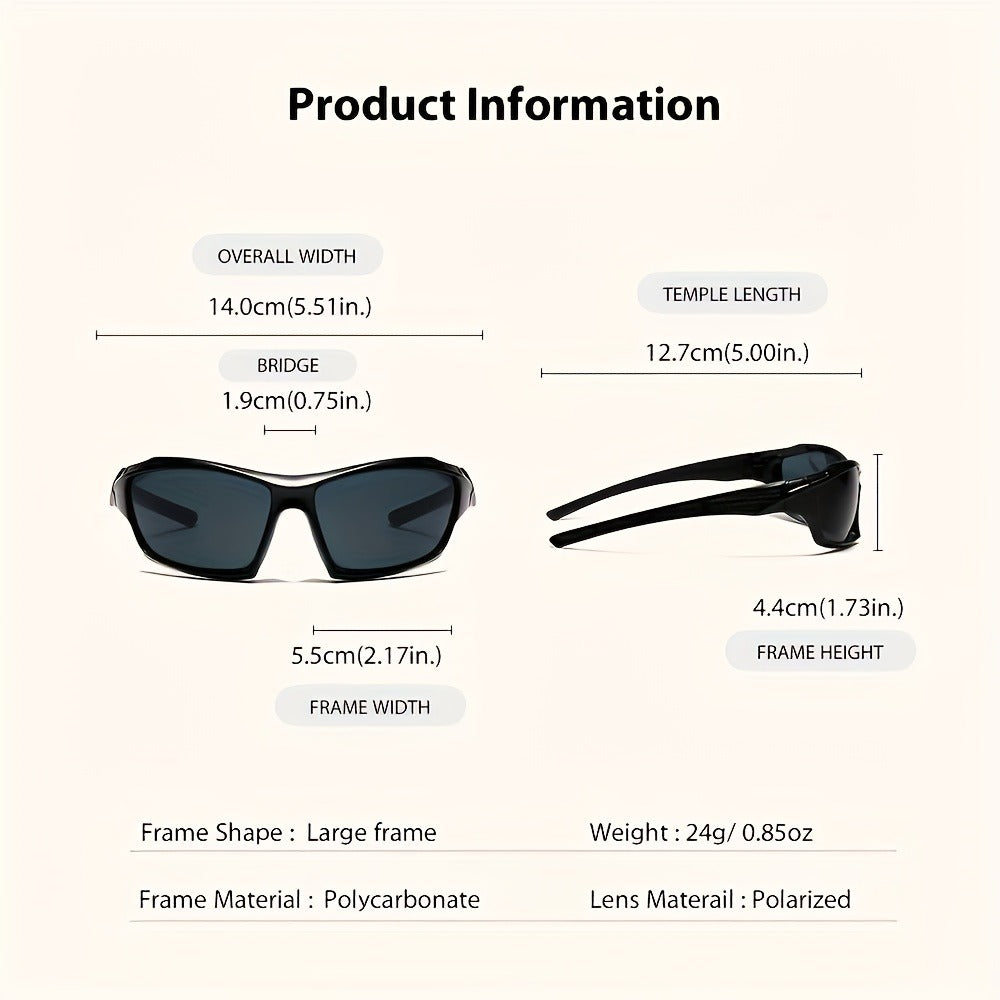 Sunglasses for Men - Polarized 5 Pack Wrap Around Rectangular Sport Cycling Driving UV - product detail view 4
