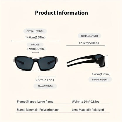 Sunglasses for Men - Polarized 5 Pack Wrap Around Rectangular Sport Cycling Driving UV - product detail view 4