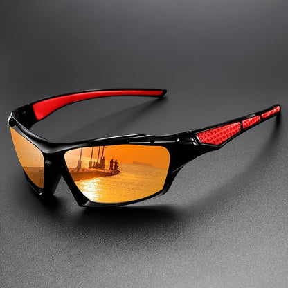 Sunglasses for Men - Polarized 5 Pack Wrap Around Rectangular Sport Cycling Driving UV - product detail view 7