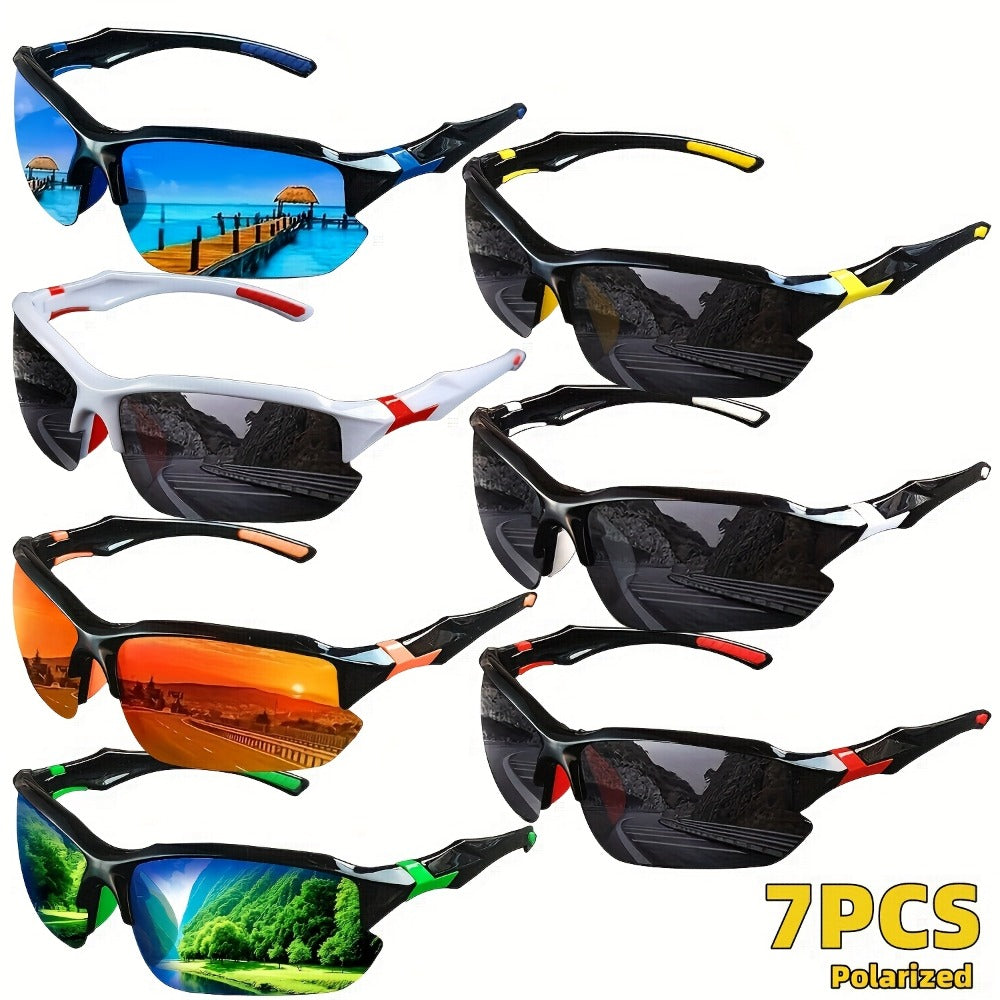 Sunglasses for Men - Polarized 7 Pairs Bulk Set UV400 Square Frame Sports Eyewear for Women - product detail view 3