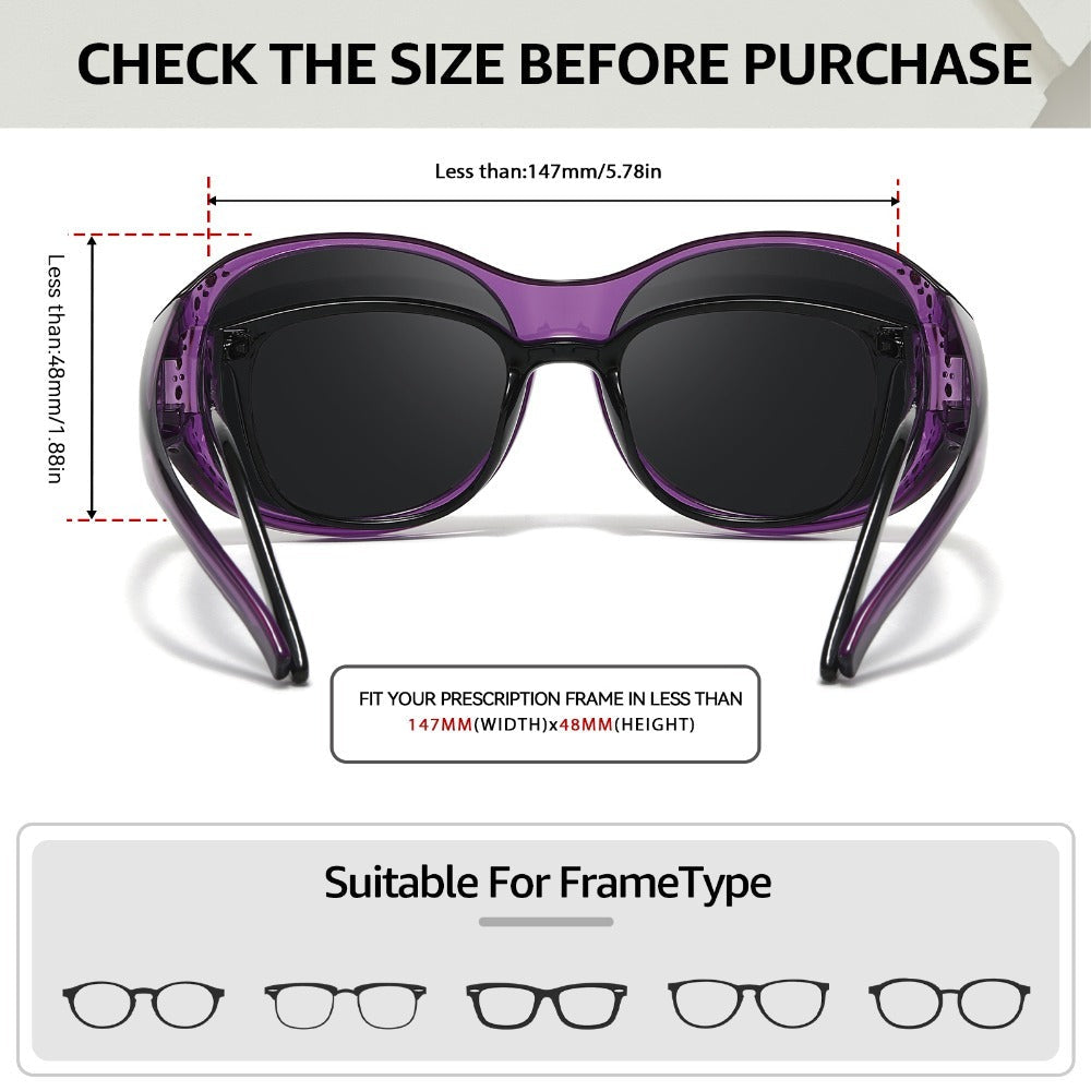 Sunglasses - Polarized Fit Over Glasses for Women 2 Pack, Rhinestone Accent Wraparound - product detail view 6