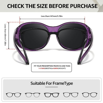 Sunglasses - Polarized Fit Over Glasses for Women 2 Pack, Rhinestone Accent Wraparound - product detail view 6