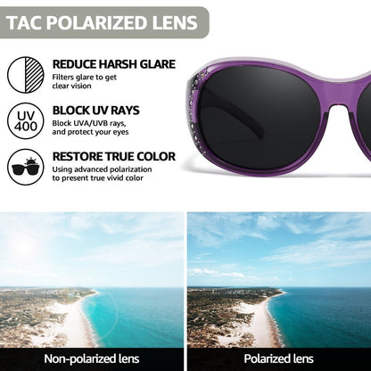 Sunglasses - Polarized Fit Over Glasses for Women 2 Pack, Rhinestone Accent Wraparound - product detail view 14