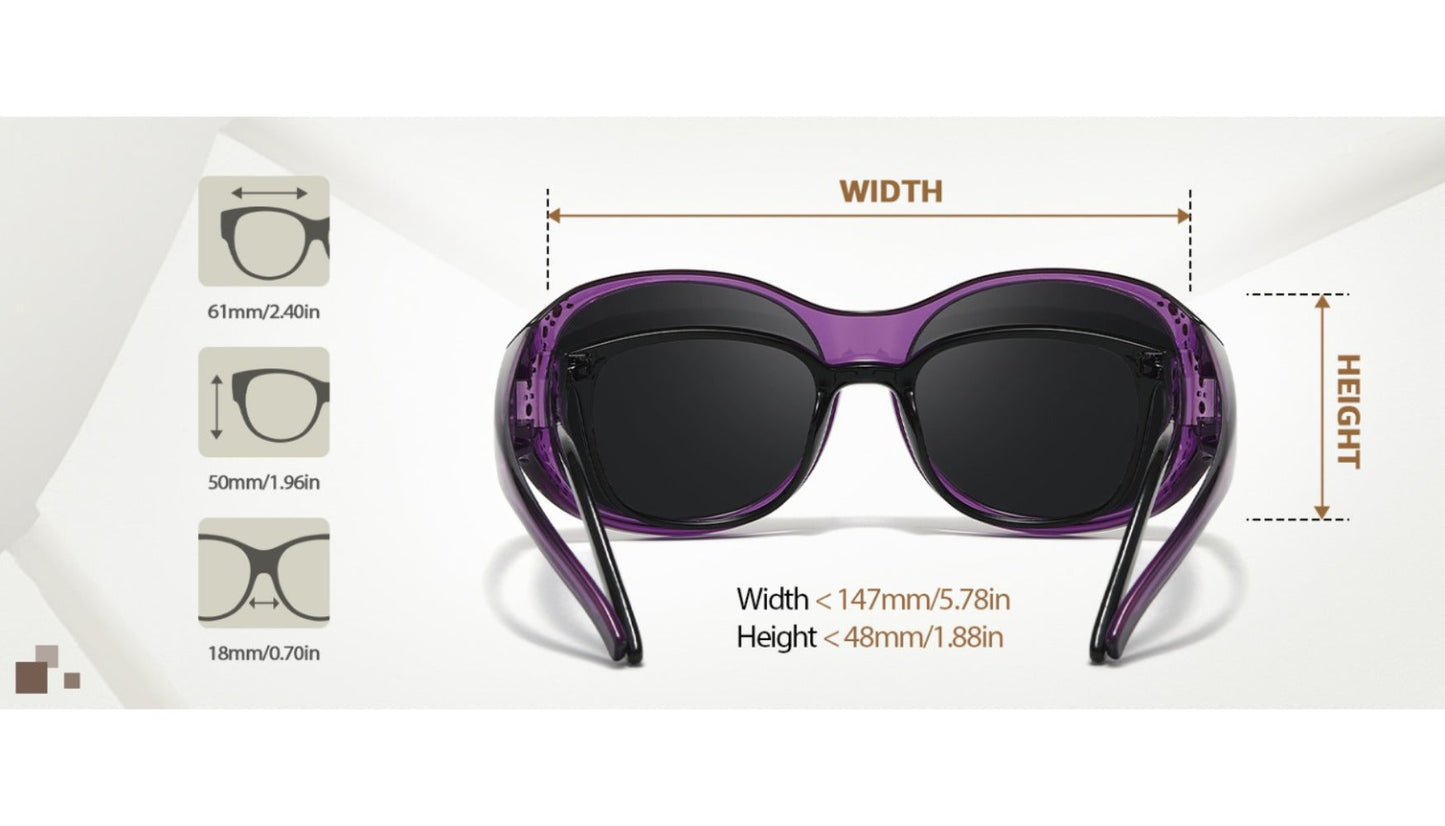 Sunglasses - Polarized Fit Over Glasses for Women 2 Pack, Rhinestone Accent Wraparound - product detail view 20