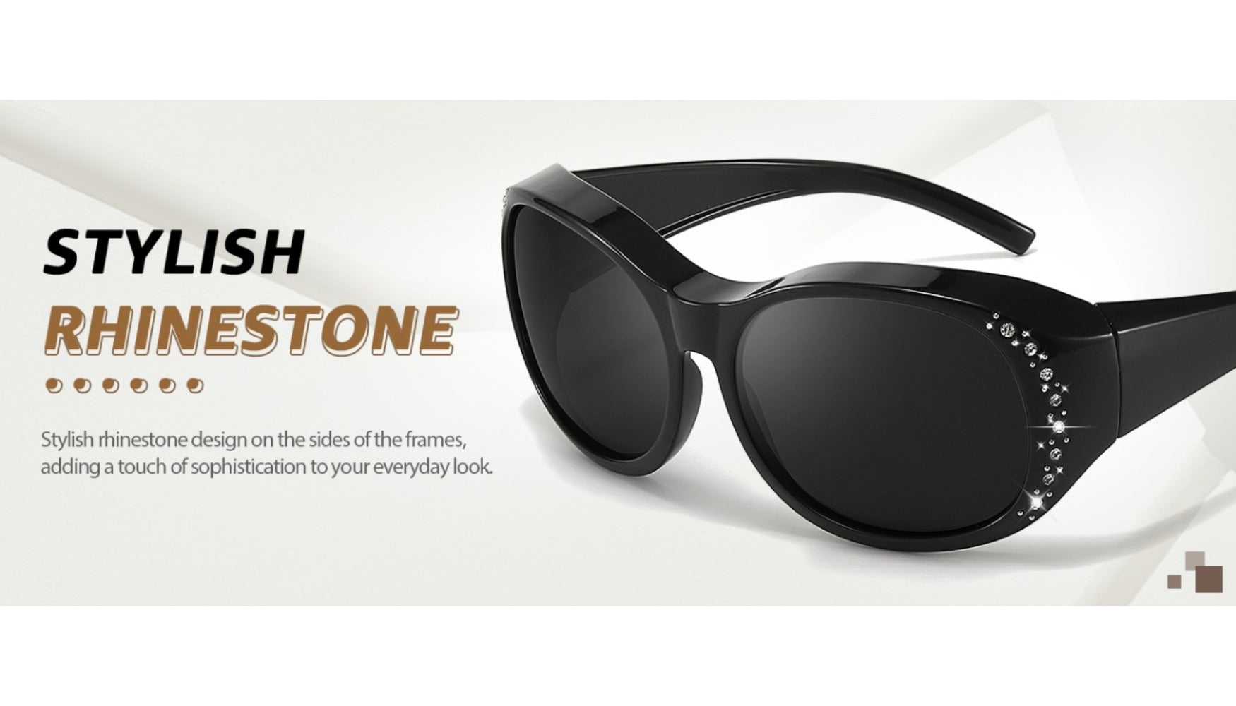 Sunglasses - Polarized Fit Over Glasses for Women 2 Pack, Rhinestone Accent Wraparound - product detail view 21