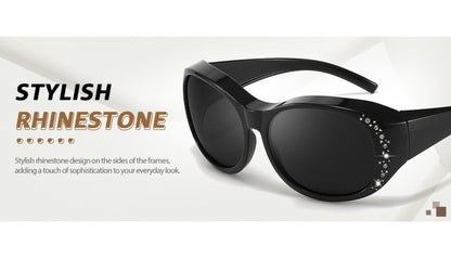 Sunglasses - Polarized Fit Over Glasses for Women 2 Pack, Rhinestone Accent Wraparound - product detail view 21