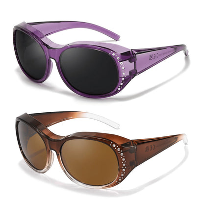 Sunglasses - Polarized Fit Over Glasses for Women 2 Pack, Rhinestone Accent Wraparound - product detail view 28