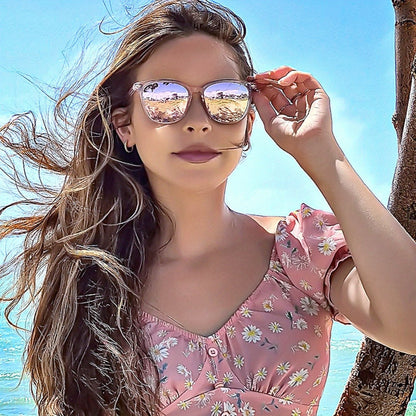 Sunglasses for Women - Polarized Mirrored Lens Large Oversized Frame UV Protection Trendy Fashion - product detail view 10