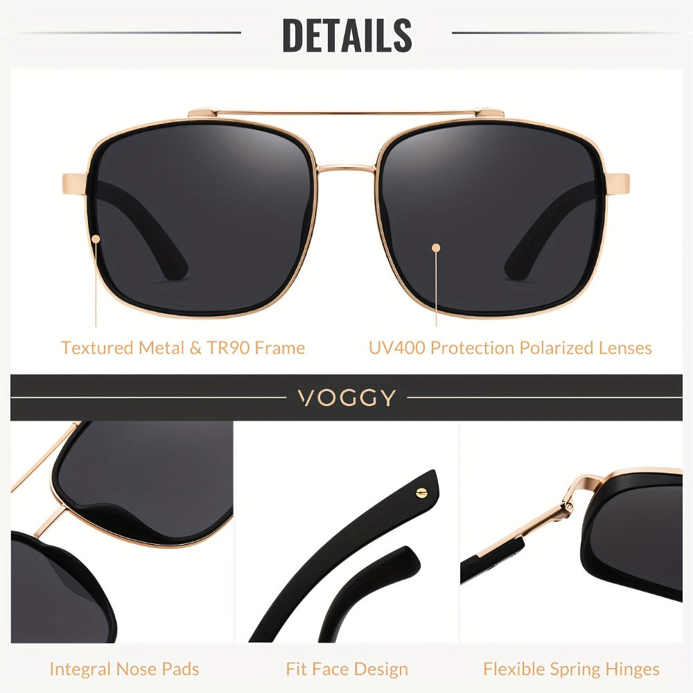 Sunglasses for Men - Polarized Pilot Women - Retro Aviator TR90 Metal Frame UV400 Protection - product detail view 6