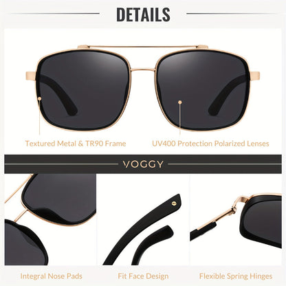 Sunglasses for Men - Polarized Pilot Women - Retro Aviator TR90 Metal Frame UV400 Protection - product detail view 6