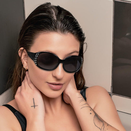 Sunglasses for Women - Polarized for Rhinestone Wrap Around Oversized Shield Lens UV400 - main product view