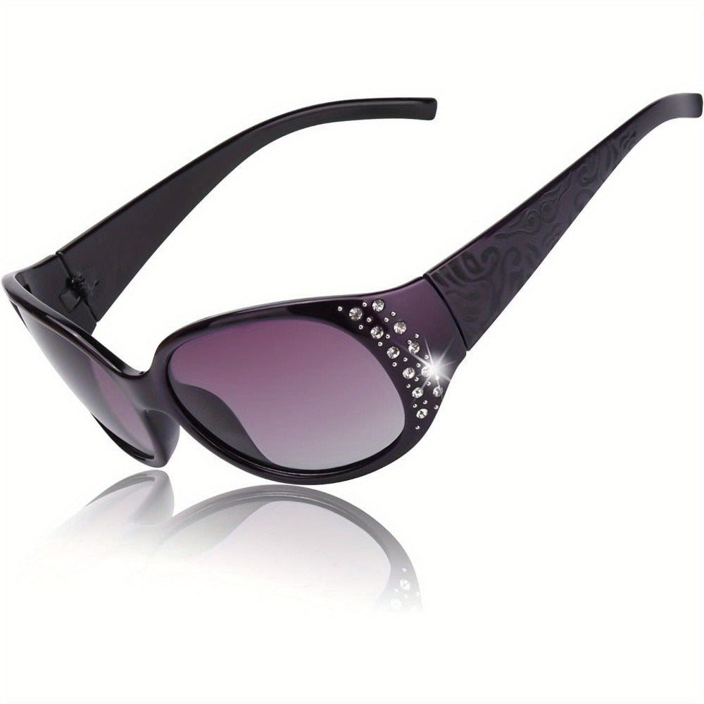 Sunglasses for Women - Polarized for Rhinestone Wrap Around Oversized Shield Lens UV400 - product detail view 3