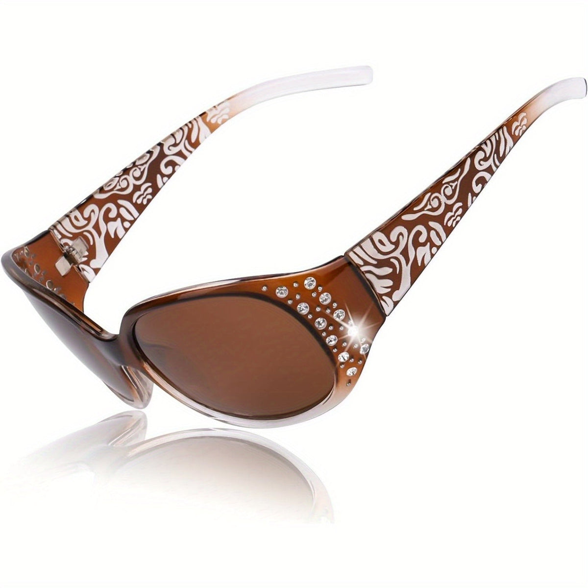 Sunglasses for Women - Polarized for Rhinestone Wrap Around Oversized Shield Lens UV400 - product detail view 17