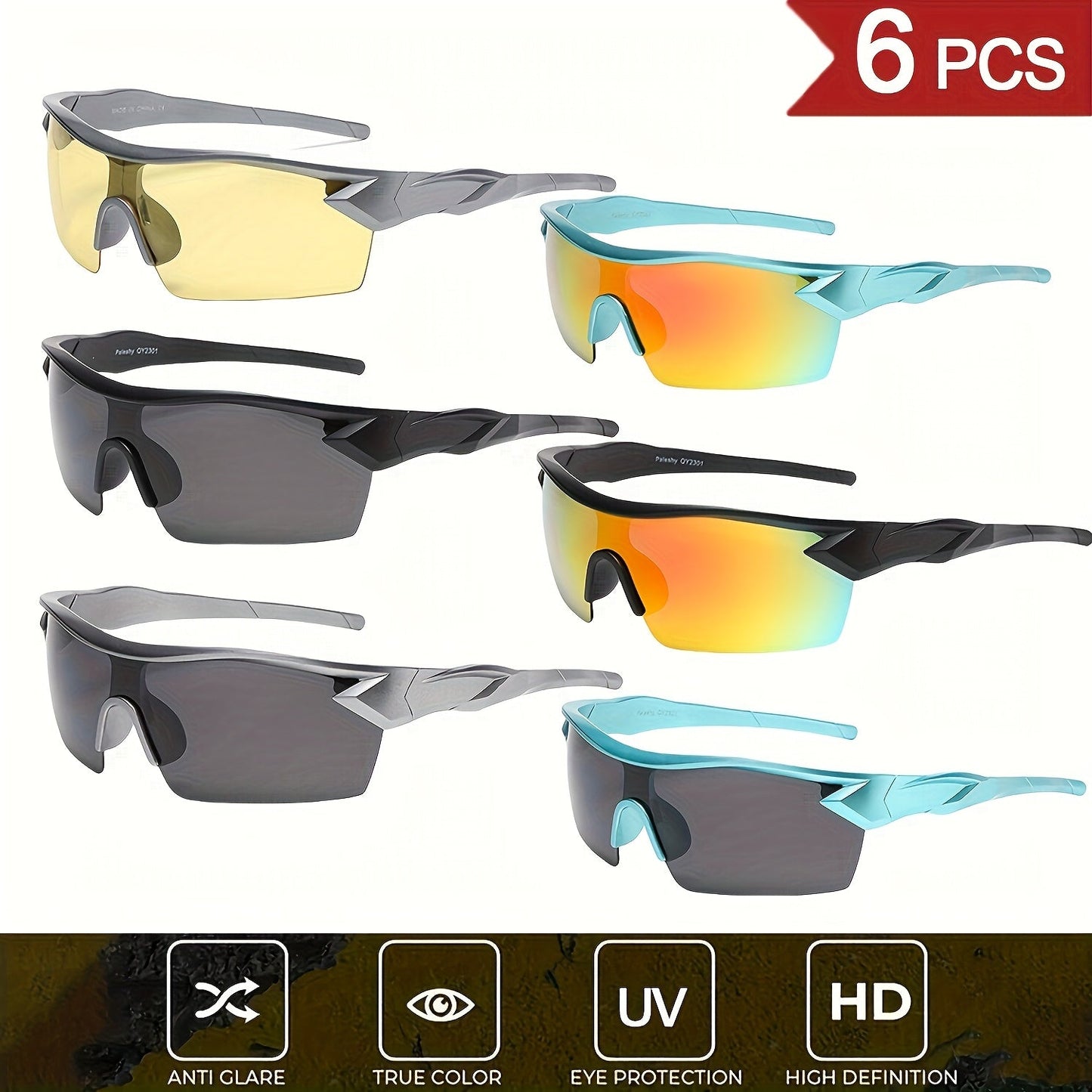 Sunglasses for Men - Polarized Sports Bulk Pack for and Women 6 or 12 Pairs - Lightweight - product detail view 14