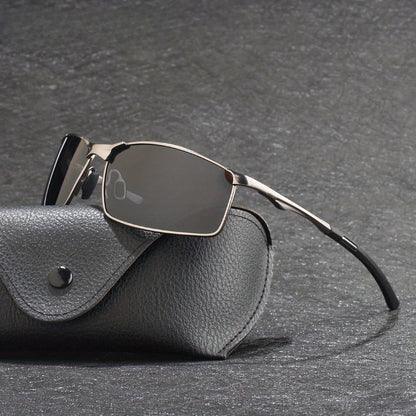 Sunglasses for Men - Polarized Sports Metal Frame UV400 Anti-Glare HD Driving Lenses - main product view