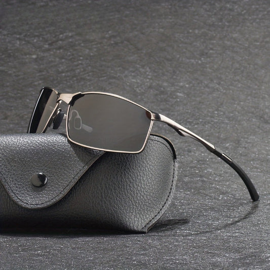Sunglasses for Men - Polarized Sports Metal Frame UV400 Anti-Glare HD Driving Lenses - main product view
