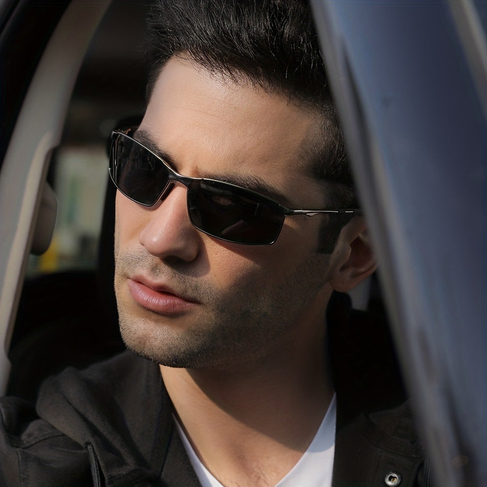 Sunglasses for Men - Polarized Sports Metal Frame UV400 Anti-Glare HD Driving Lenses - product detail view 8
