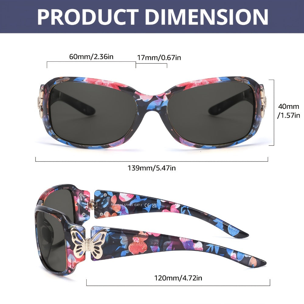 Sunglasses for Men - Polarized UV400 Butterfly Floral Wrap-Around Fashion Eyewear for & Women - product detail view 6