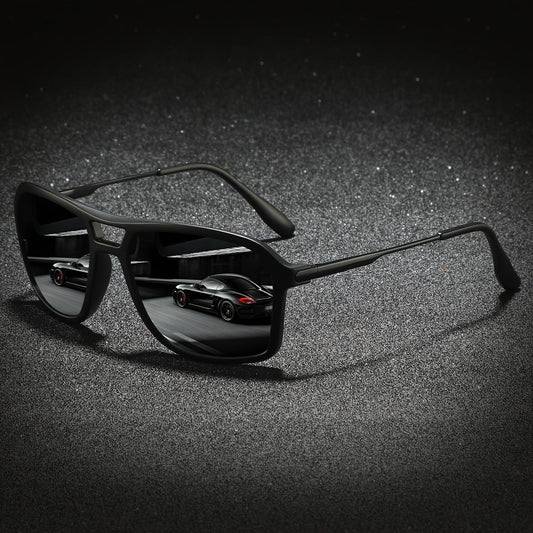 Sunglasses for Men - Polarized for & Women UV400 Square Frame, Flexible Spring Temples - main product view