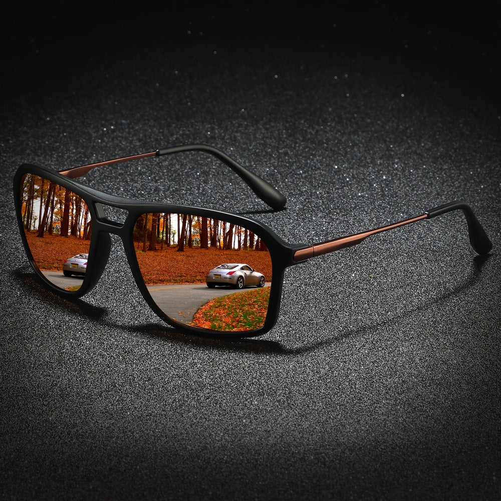 Sunglasses for Men - Polarized for & Women UV400 Square Frame, Flexible Spring Temples - product detail view 3