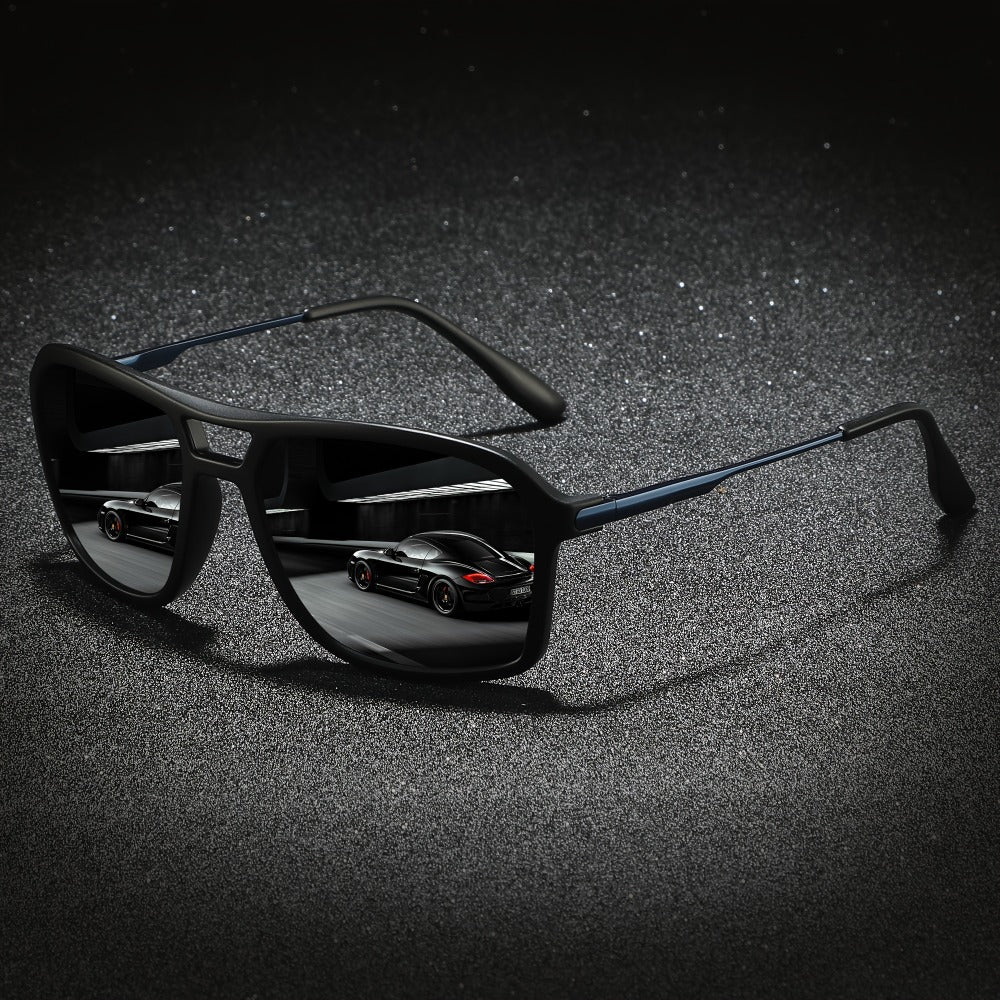 Sunglasses for Men - Polarized for & Women UV400 Square Frame, Flexible Spring Temples - product detail view 4