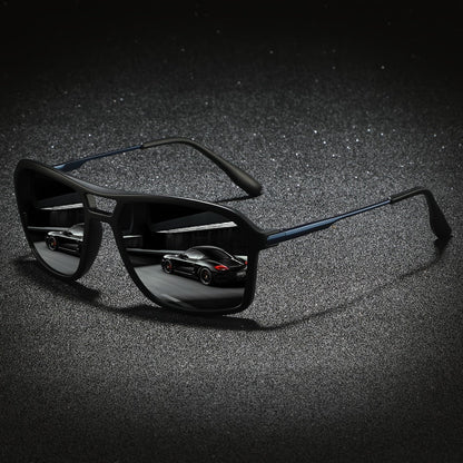 Sunglasses for Men - Polarized for & Women UV400 Square Frame, Flexible Spring Temples - product detail view 4