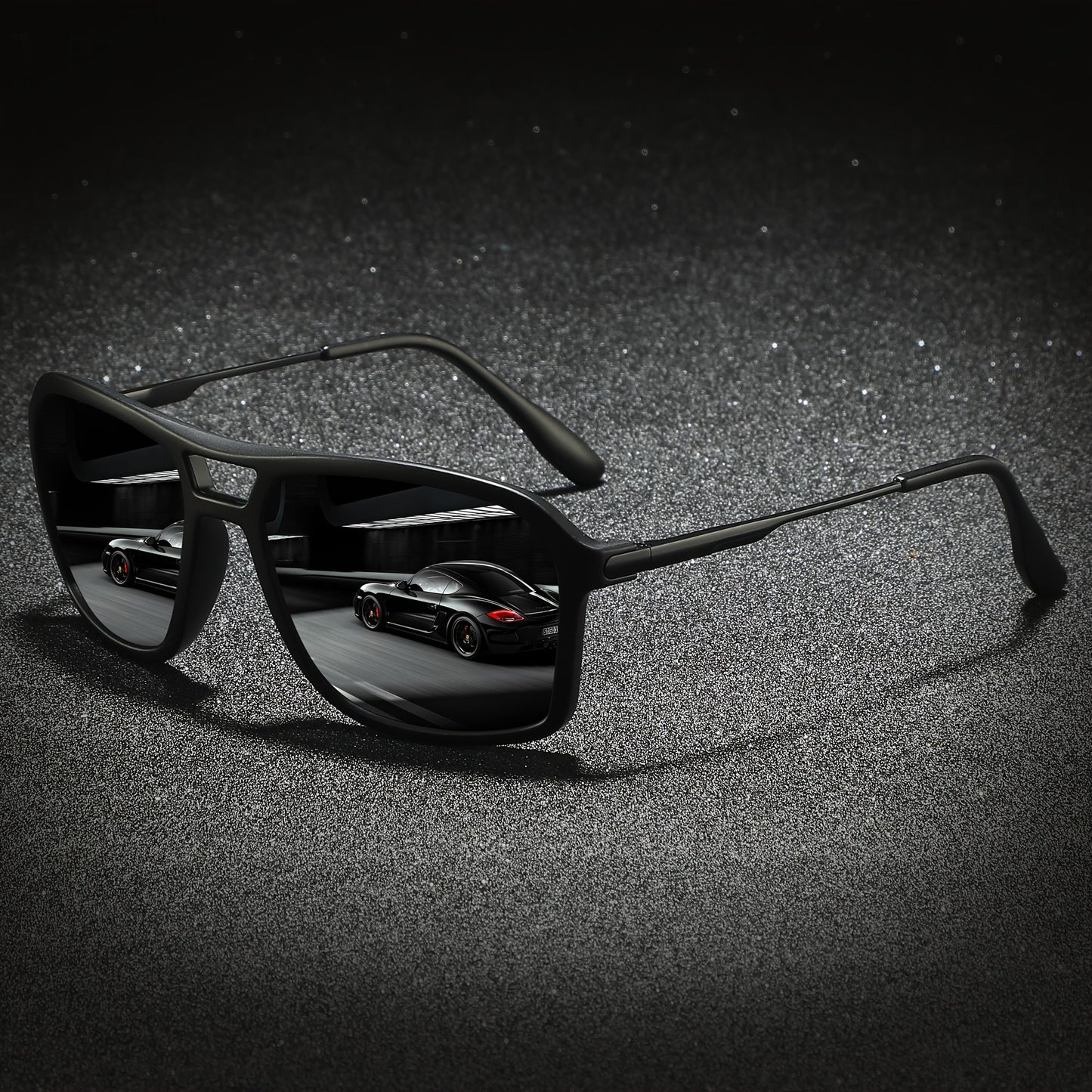 Sunglasses for Men - Polarized for & Women UV400 Square Frame, Flexible Spring Temples - product detail view 7