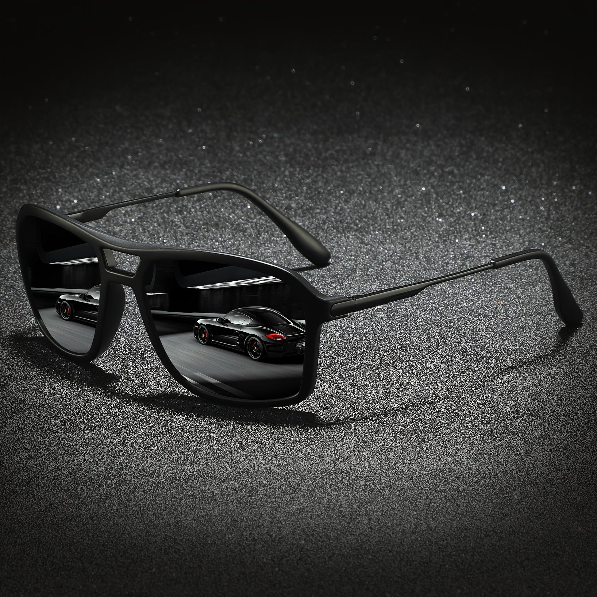 Sunglasses for Men - Polarized for & Women UV400 Square Frame, Flexible Spring Temples - product detail view 7