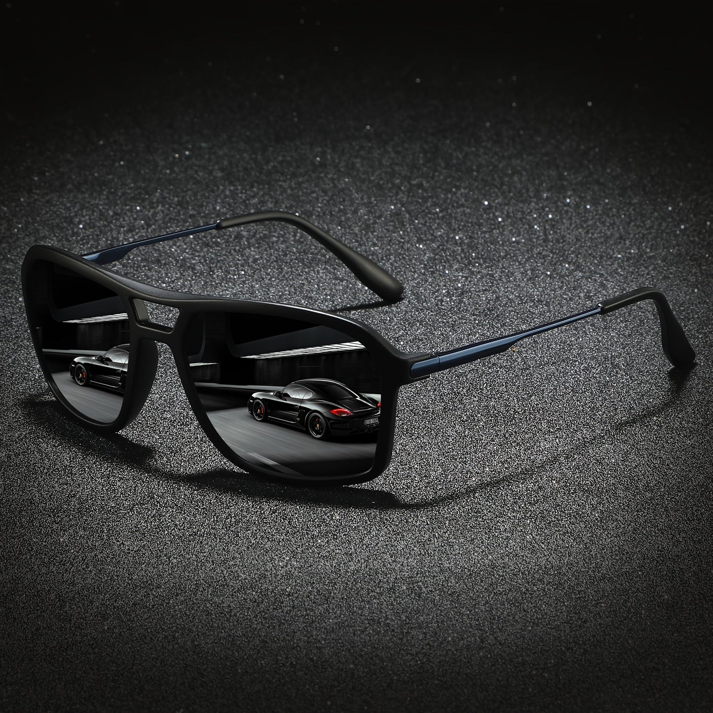 Sunglasses for Men - Polarized for & Women UV400 Square Frame, Flexible Spring Temples - product detail view 8
