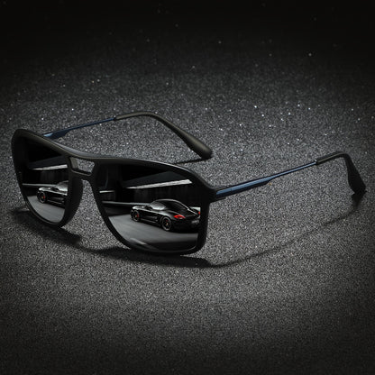 Sunglasses for Men - Polarized for & Women UV400 Square Frame, Flexible Spring Temples - product detail view 8