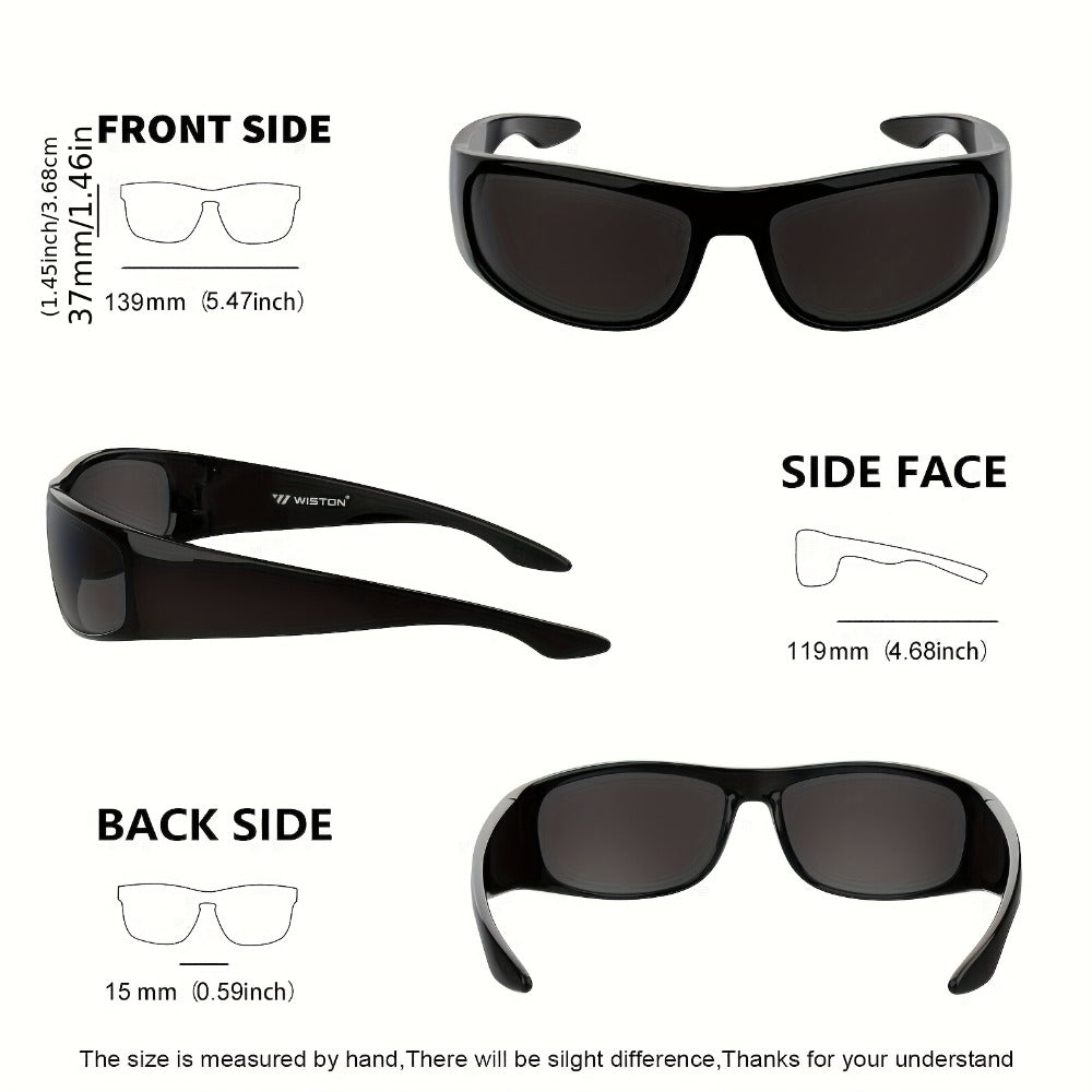 Sunglasses for Men - Polarized Wrap Around Super Dark Lens Lightweight Glossy Matte Frame Black - product detail view 6