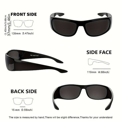 Sunglasses for Men - Polarized Wrap Around Super Dark Lens Lightweight Glossy Matte Frame Black - product detail view 6