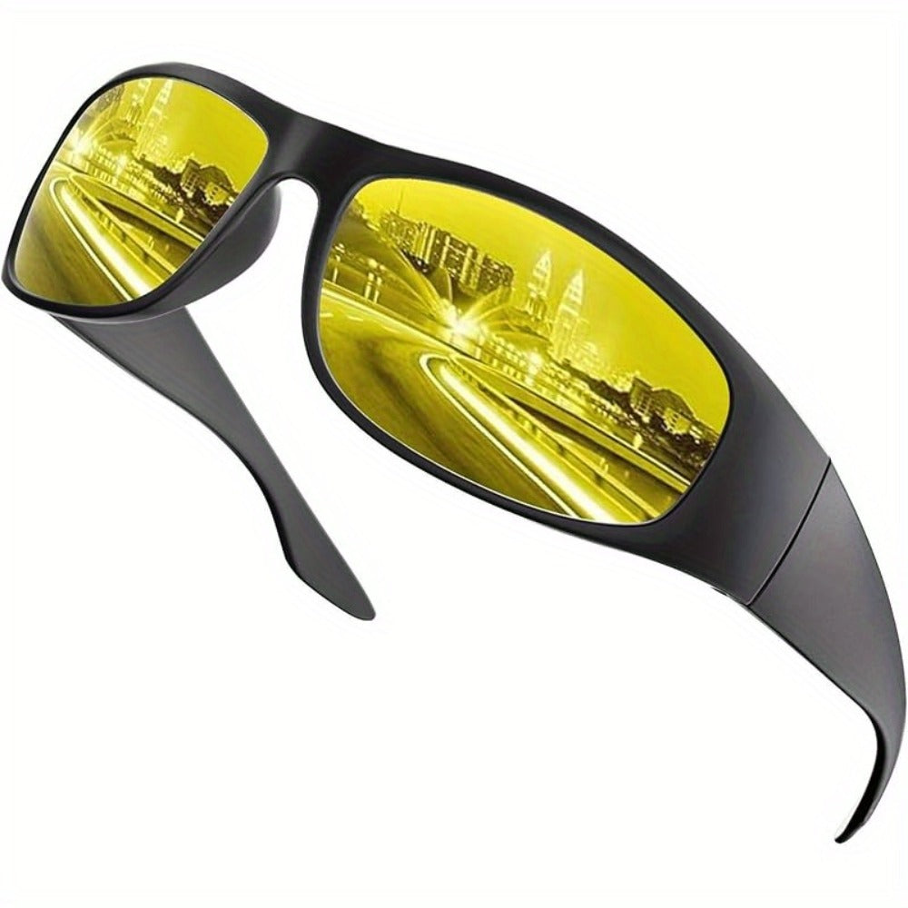 Sunglasses for Men - Polarized Wrap Around Super Dark Lens Lightweight Glossy Matte Frame Black - product detail view 13