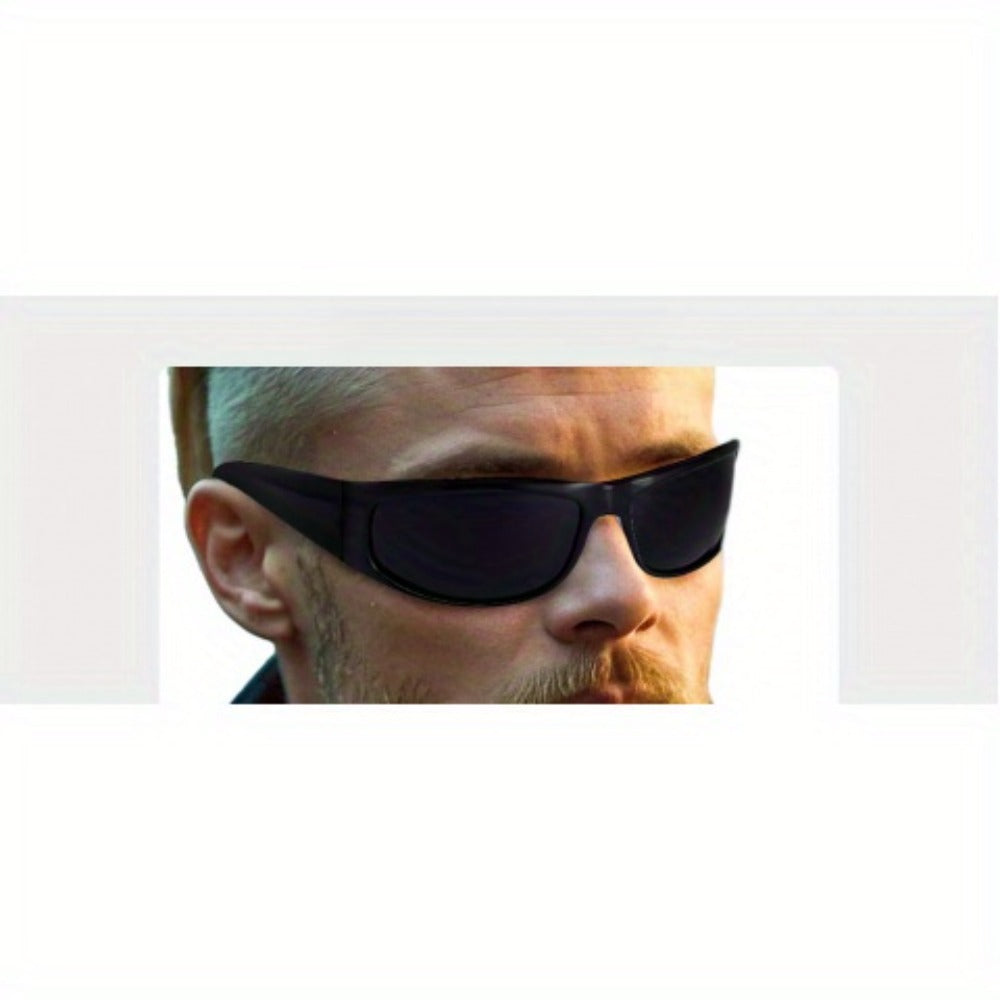 Sunglasses for Men - Polarized Wrap Around Super Dark Lens Lightweight Glossy Matte Frame Black - product detail view 17